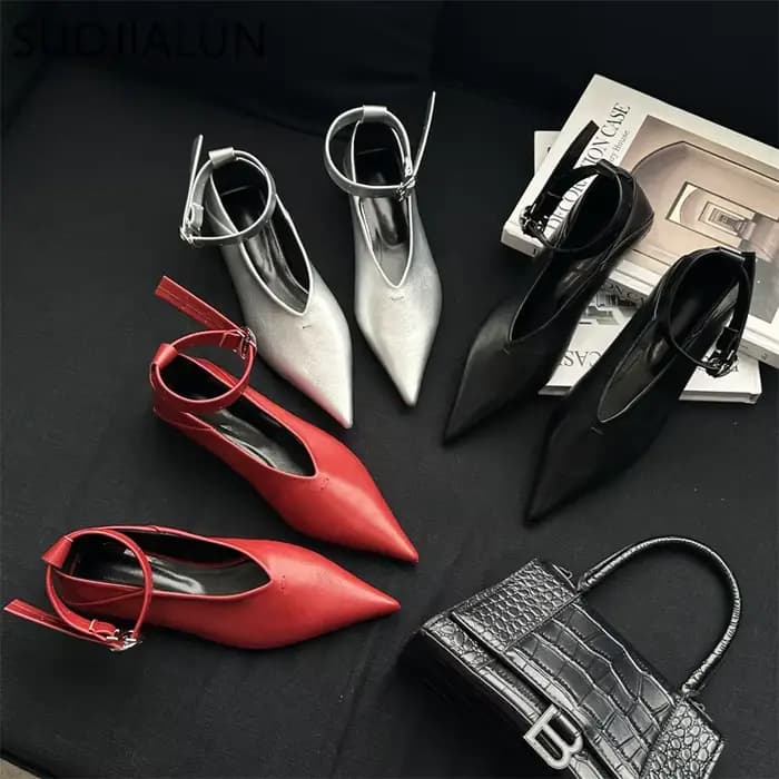 SUOJIALUN-Chaussures Plates à Talon Doux et Jolie tu pour Femme, Élégantes, Peu Profondes, Mary Esse