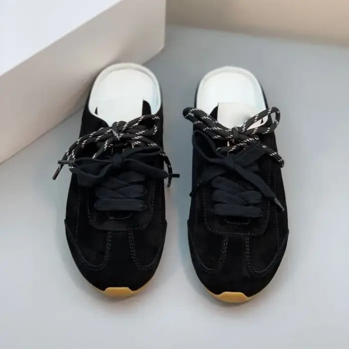 Nouveaux modèles de chaussures mules à talons épais et lacets