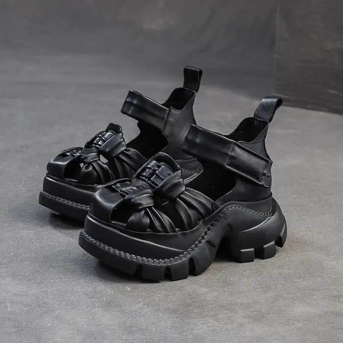 CKTINOO 2026 Nouvelles sandales d'été en cuir véritable à plateforme