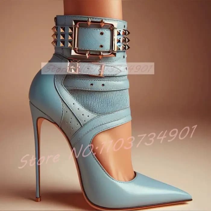 Bottines en cuir bleu pour femmes