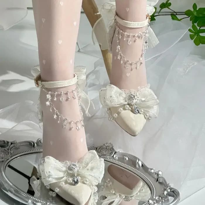 Sandales à talons pour dames, chaussures de styliste Lolita, avec nœud Y2K, Mary Jane, chaussures de mariée blanches, chaussures de fête, tendance 2025