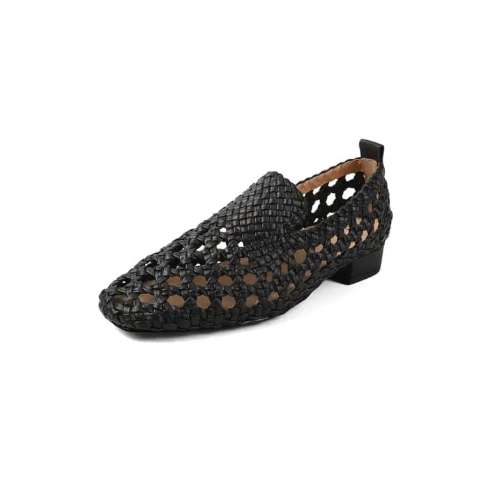 Sandales tressées en cuir véritable pour femme