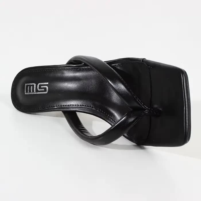 Sandales à talons hauts pour femmes, tongs, pantoufles, PU, noir, chaussures de rue simples, été, no