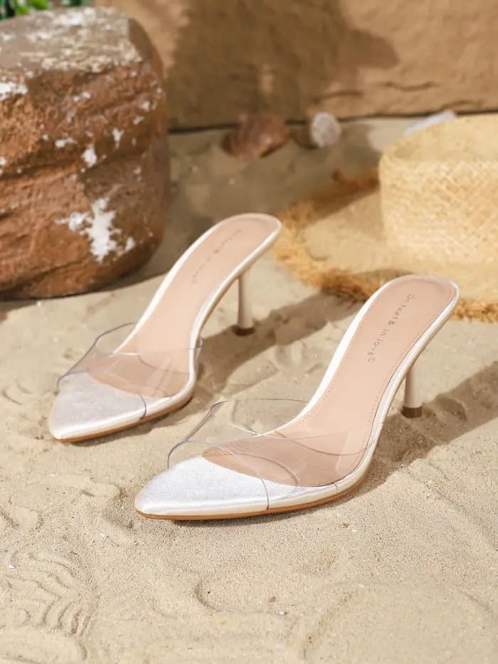Sandales mules à talon aiguille transparentes en TPU