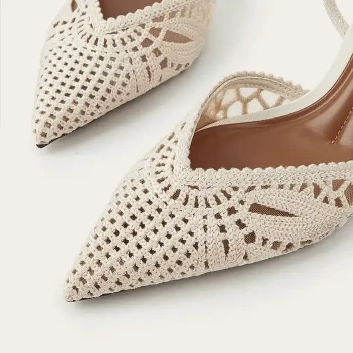 Sandales de marque en maille ajourée beige pour femme