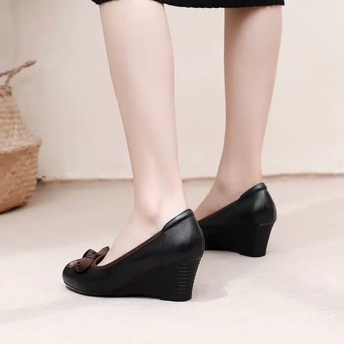 ZXRYXGS classique Bow femmes chaussures en cuir véritable confort chaussures à semelles compensées n