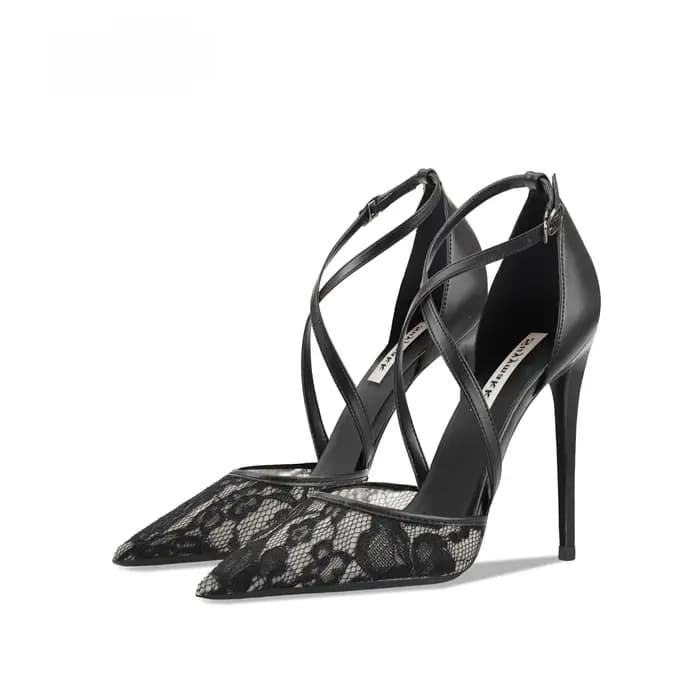 Nouvelles sandales à talons hauts en dentelle noire pour femmes
