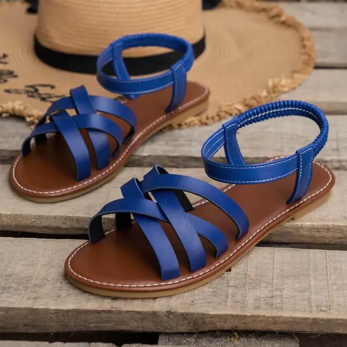 Chaussures pour femmes 2024 été nouvelles femmes sandales plates bas sandales à sangle romaine avec semelles en caoutchouc antidérapantes dames Sandalia quotidienne