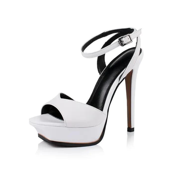 Arden Furtado 2025 été blanc peau de vache plate-forme Peep toe chaussure chaussures de mariage bout rond Super haut