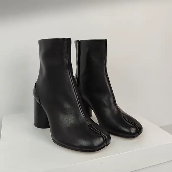 Bottines à bout fendu en cuir véritable pour femmes, bottes Tabi vintage faites à la main, chaussure