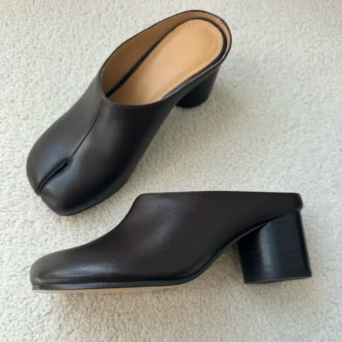 Nouvelles mules Tabi à bout fendu 2026 en cuir véritable
