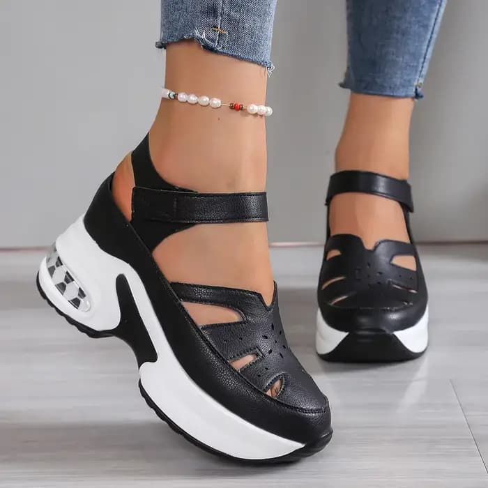 Femmes sandales nouveau bout fermé bureau et carrière été solide chaussures compensées