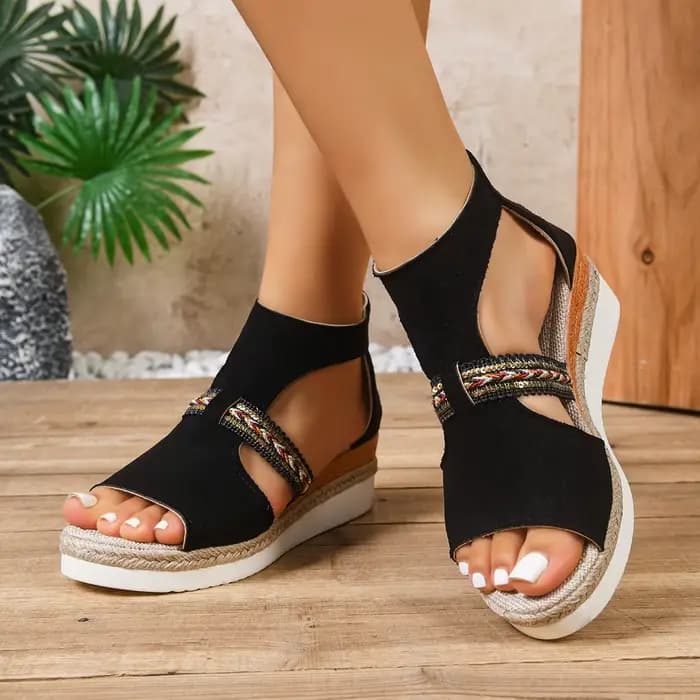 Sandales compensées tendance pour femmes, sandales décontractées à plateforme, nouvelles chaussures légères d'été 2026 pour femmes, chaussures de plage de luxe de créateur