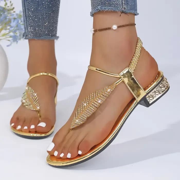 Sandales à talon bloc à enfiler, nouvelle collection été, bout rond ouvert, brillantes, semelle souple antidérapante, chaussures pour femmes