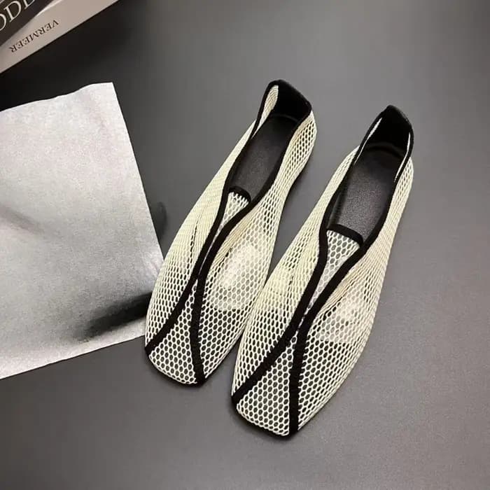 Sandales ajourées en maille pour femme 2026 - Sandales plates Mary Jane à bout carré une pièce pour l'été