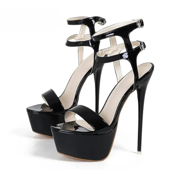 Sandales à plateforme à talons hauts rouges pour femmes, chaussures Sexy à la mode avec sangle à Double boucle, bout ouvert, chaussures de Banquet de mariage, grande taille 45 46