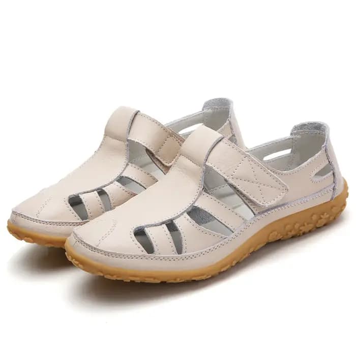 Femmes sandales nouvel été Oxford semelles évider chaussures plates en cuir véritable à la main