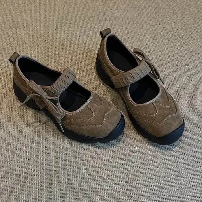 Chaussures Mary Jane à talon épais et surélevé en cuir décontractées pour femme