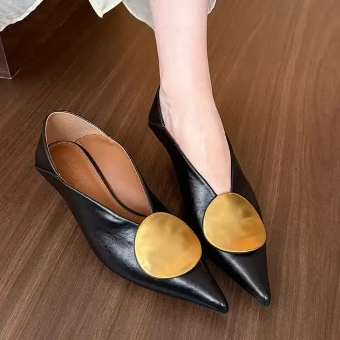 Chaussures simples à talons aiguilles, bout pointu, bouche peu profonde, boucle en métal, semelle souple, antidérapantes, résistantes à l'usure, à talons bas, nouvelle collection automne