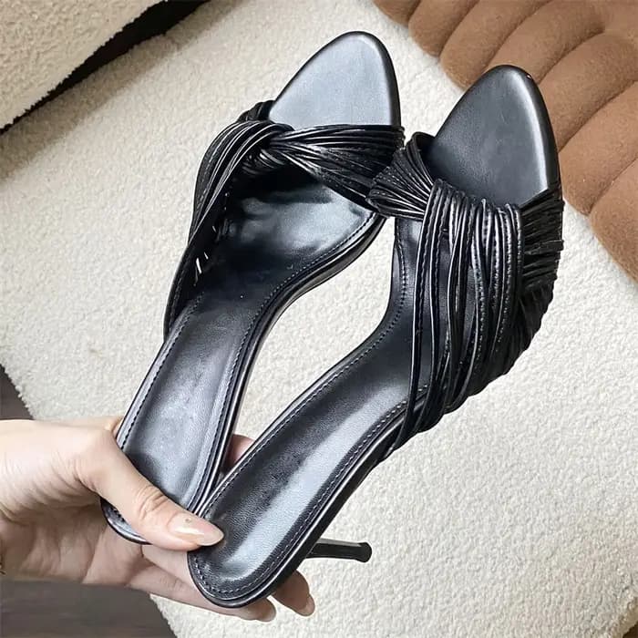 Pantoufles élégantes à talons aiguilles pour femmes, sandales sexy à bout pointu et à bande étroite, chaussures confortables pour femmes