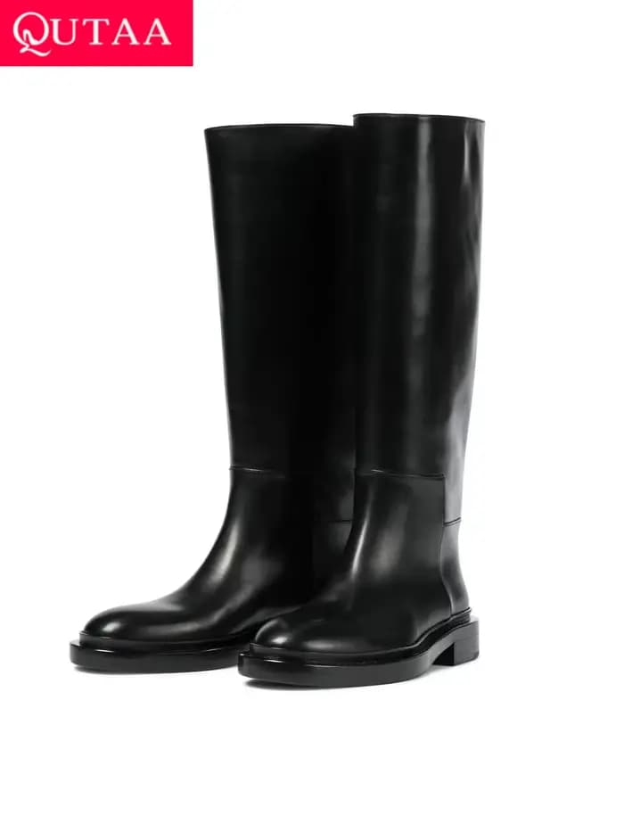 Call TAA-Bottes hautes au genou pour femmes, plates-formes rondes, Parker optique, chaussures à talo