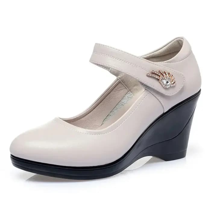 Chaussures à talons compensés confortables en cuir souple de 7,5 cm, plateforme basse, collection automne 2026, escarpins à talons hauts pour femme, idéales pour le bureau et les mamans
