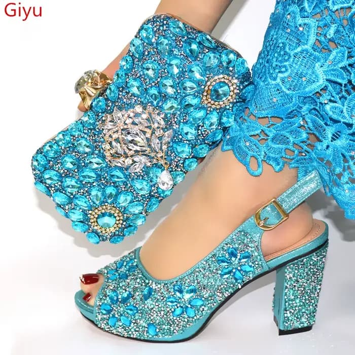 Doershow Ensemble de chaussures et sacs assortis pour femmes Italie Escarpins de fête Ensemble de ch