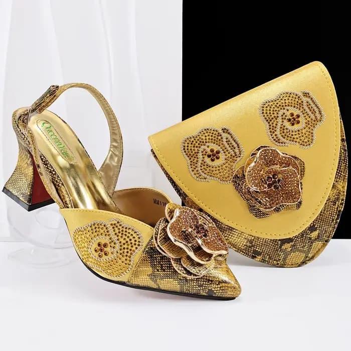 Chaussures et sac à talons hauts pour femmes, nouveau Design italien, Design floral, fête de mariage