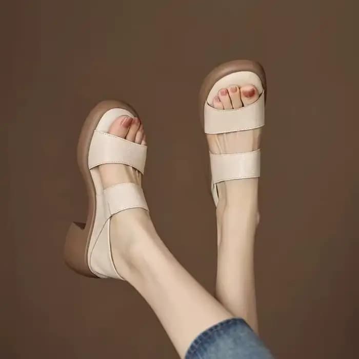 Sandales à talons hauts été nouveau bout rond bout ouvert plate-forme à enfiler chaussures à talons