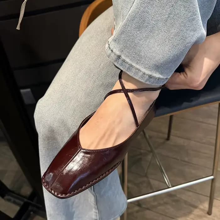 SUOJIALUN 2025 marque femmes Vintage chaussures plates grande taille dames élégant à lacets talons b