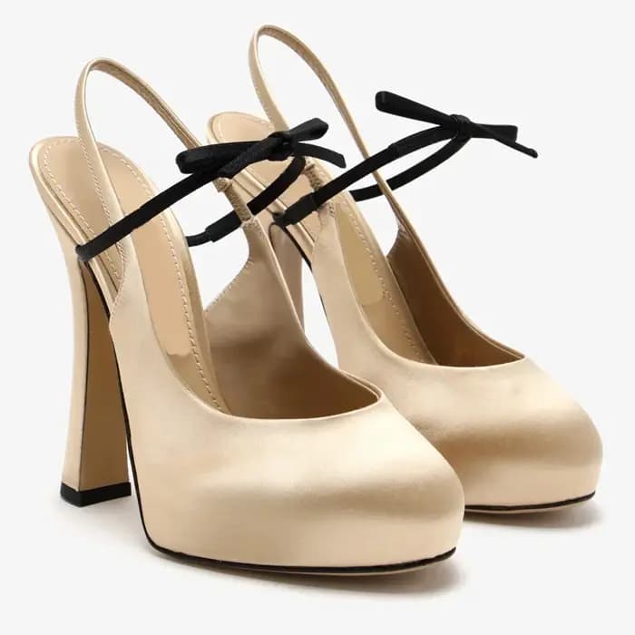 Escarpins à plateforme plissée en Satin avec nœud papillon