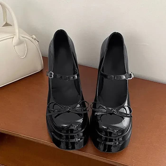 Chaussures à talons hauts carrés pour femmes, chaussures Mary Jane à la mode avec nœud papillon, chaussures de fête de mariage, escarpins à talons de 12cm, printemps-automne