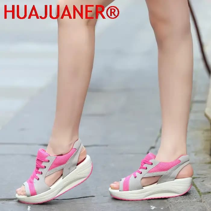 Sandales Femme 2026 Nouveauté Plateforme Chunky à Lacets Confortables Bout Ouvert Chaussures Décontractées d'Été Sportives pour Femmes