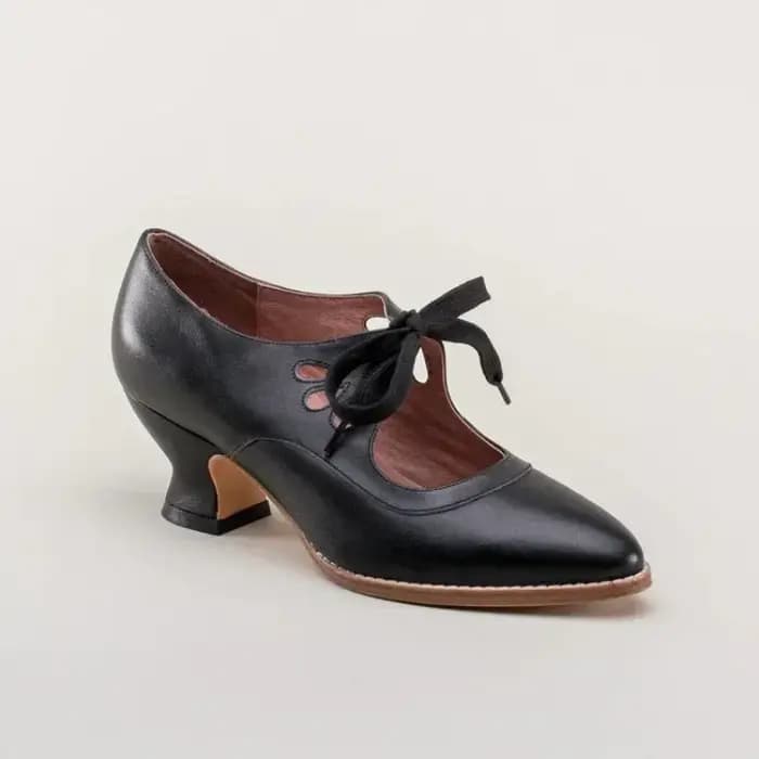 Rétro Jane pompes femme Vintage à lacets robe à talons bas Zapatos dames marque Design papillon aile Derby chaussures grande taille