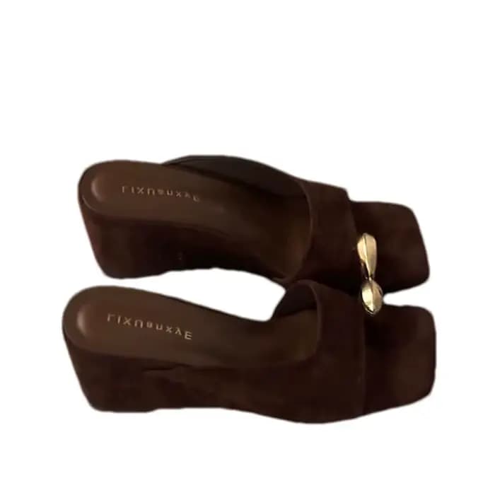 Sandales compensées pour femmes à talons hauts, à bout carré et à pince, style mules, nouvelle collection été 2026, de créateur, tongs, escarpins mode, claquettes pour femme