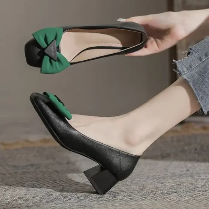 Zapatos de mujer femmes décontracté noir européen élégant confort printemps chaussures à talons carrés dame cool bureau carrière chaussure ea163