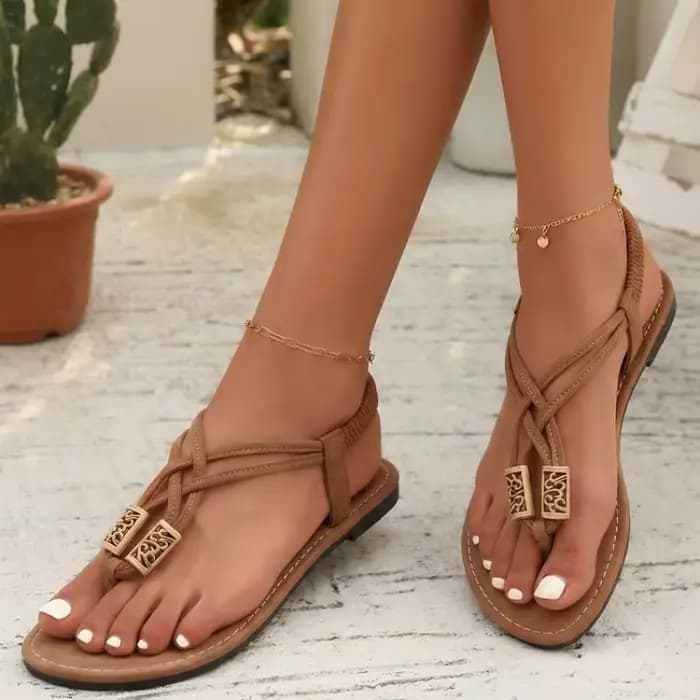 Sandales plates à bout ouvert élégantes et confortables pour femmes