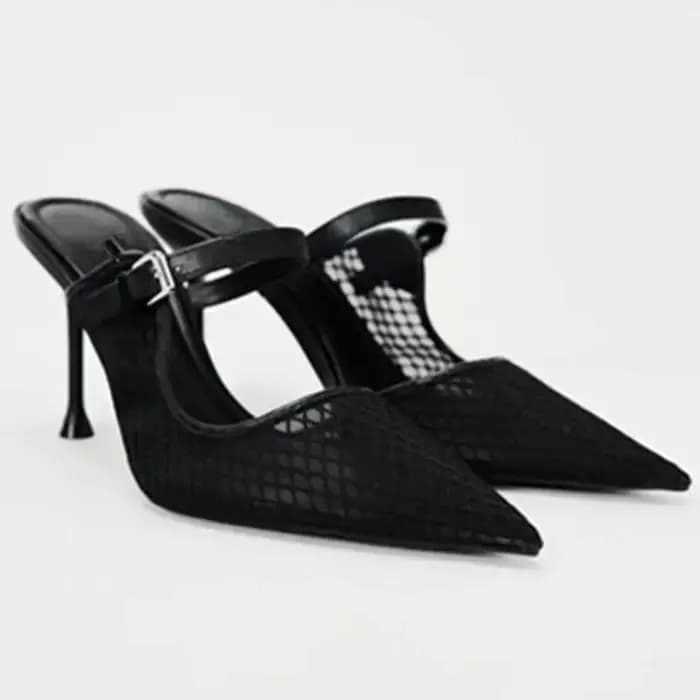 Sandales à talons hauts en maille noire pour femmes