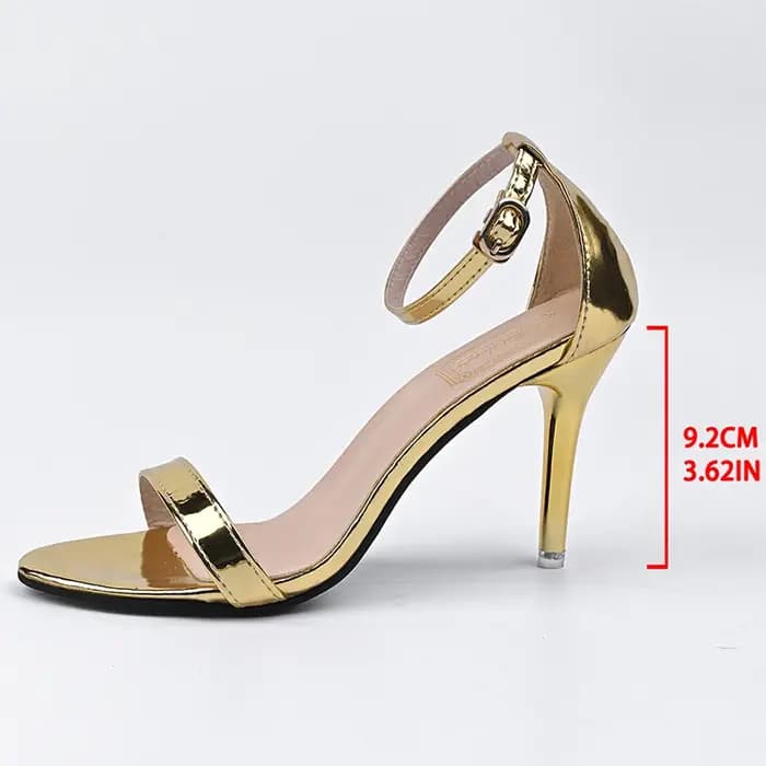 Sandales sexy à talon aiguille dorées pour femme