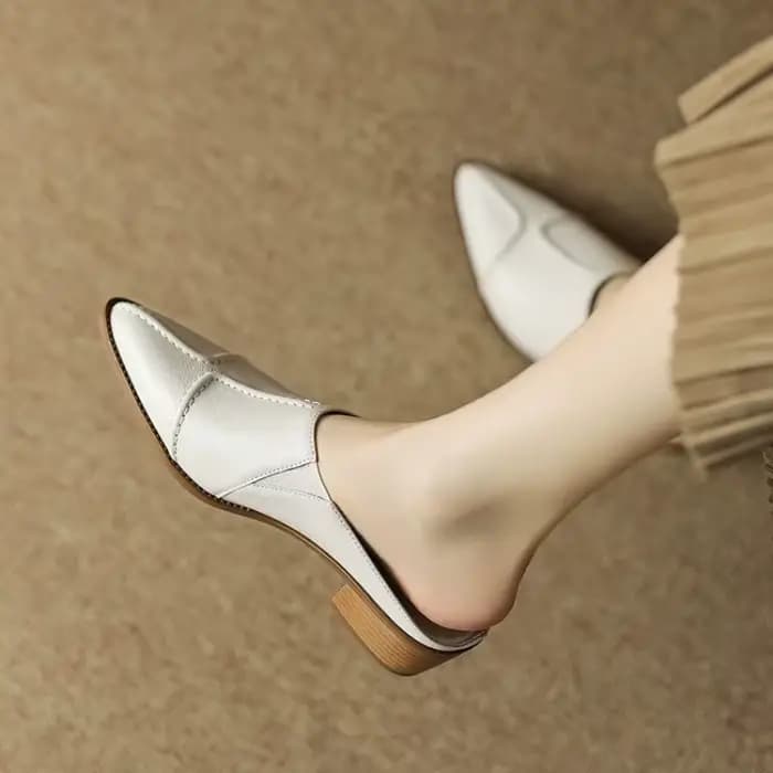Mules Sexy à talons hauts pour femmes, pantoufles à semelle en cuir, Mules à plateforme à bout pointu, chaussures à enfiler