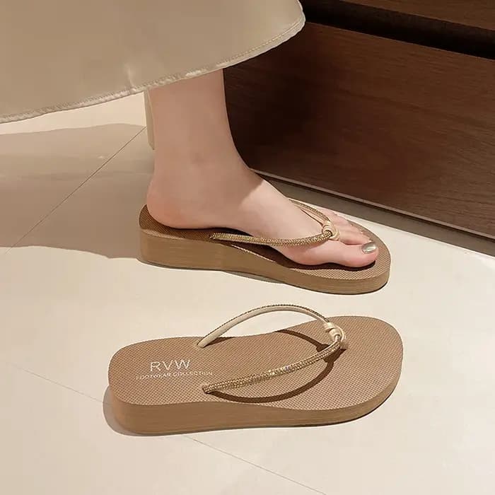 Tongs à talons compensés pour femmes, optique décontractée, sandales astronomiques, pantoufles de plage, chaussures à plateforme pour femmes, été, nouveau, 2025