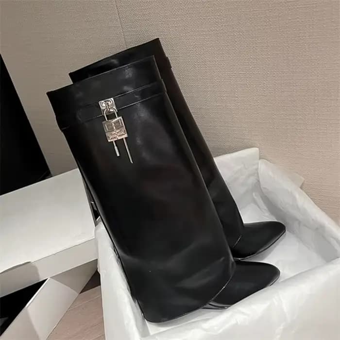 Bottes Chelsea pointues et Sexy pour femmes, bottes de moto imperméables en Pu, robe de soirée d'aut