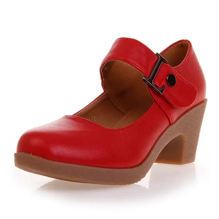 Comemore femmes pompes printemps automne chaussures en cuir souple pour femmes gros talon moyen chau