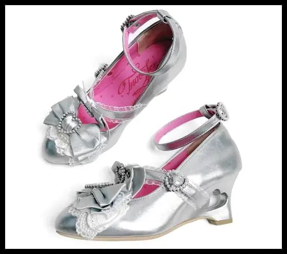 Chaussure compensée imprimée série Gal chaussures à talons creux saveur ancienne japonaise Lo chaussures nœud Punk Lolita perles amour Mary Jane chaussure