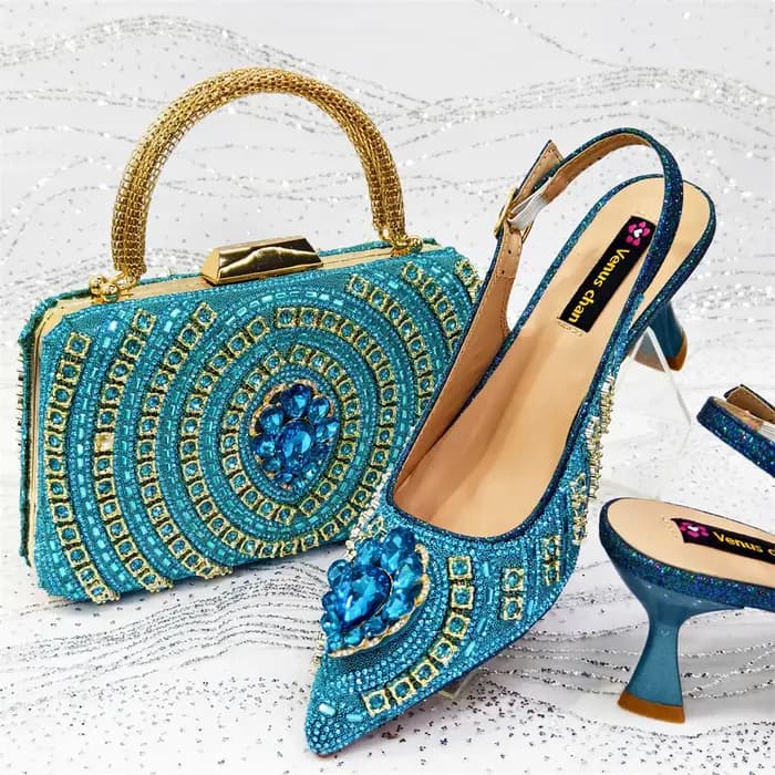 Venus Chan 2025 escarpins élégants à bout pointu avec strass avec ensemble de sacs assortis chaussures de grande taille