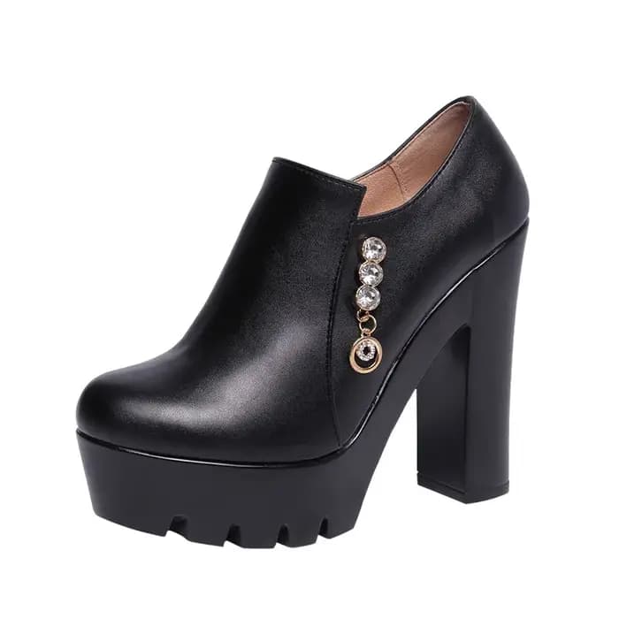 Chaussure en cuir de haute qualité pour femmes 13cm talon haut plate-forme bout pointu 32 33 43 chaussure élégante mode automne hiver noir