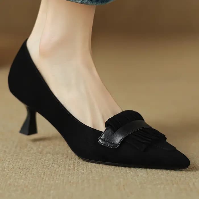 Escarpins en cuir suédé naturel pour femmes