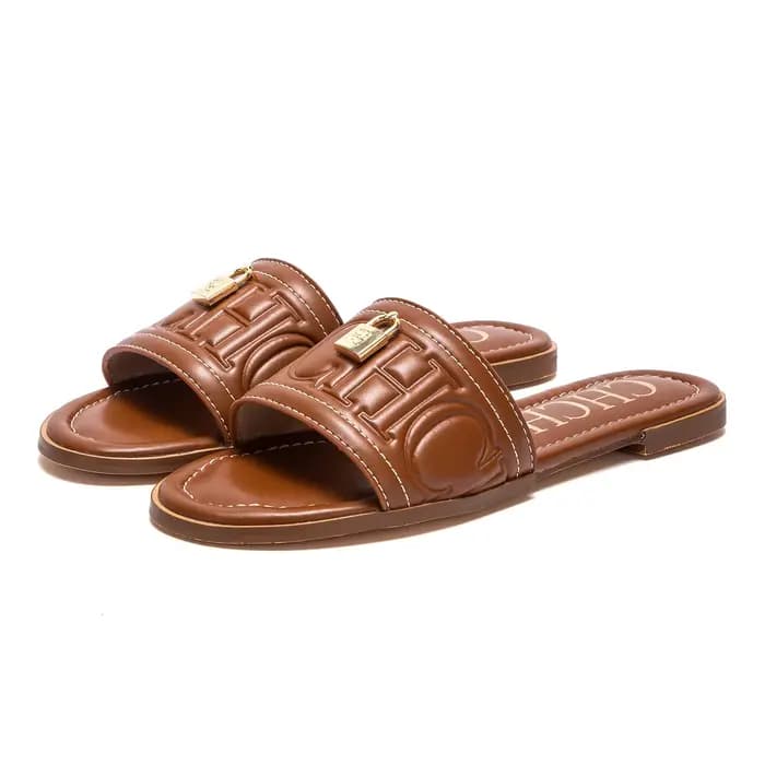C-H femme chaussures plates été nouvelle couleur unie en relief sandales Simple mode pantoufles pour