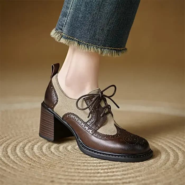 Escarpins en cuir de vache à talons hauts pour femmes, mocassins à la mode, chaussures rondes, desig