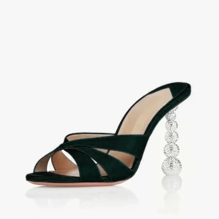 Sandales à Talons en Strass Doux de 9.5cm, Style Étrange, Pantoufles d'Été Élégantes pour Banquet, Mariées, Demoiselles d'Honneur, 34-43, Nouvelle Collection pour Femme